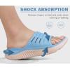 imageKuaiLu Womens Recovery Sandals With Comfortable Plantar Fasciitis SupportLadies Orthotic Open Toe Sport Slides Thick Cushion Reduces Stress on FeetJoints ampamp Back PostExerciseBlue White