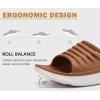 imageKuaiLu Womens Recovery Sandals With Comfortable Plantar Fasciitis SupportLadies Orthotic Open Toe Sport Slides Thick Cushion Reduces Stress on FeetJoints ampamp Back PostExerciseKhaki White