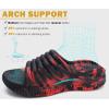imageKuaiLu Womens Recovery Sandals With Comfortable Plantar Fasciitis SupportLadies Orthotic Open Toe Sport Slides Thick Cushion Reduces Stress on FeetJoints ampamp Back PostExerciseCamo Black Red