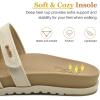 imageKuaiLu Womens Slides Sandals with Plantar Fasciitis Arch Support Fashion Comfort Adjustable Flat Sandals Ladies Lightweight Orthotic Slip on SandalsBeige