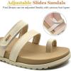imageKuaiLu Womens Slides Sandals with Plantar Fasciitis Arch Support Fashion Comfort Adjustable Flat Sandals Ladies Lightweight Orthotic Slip on SandalsBeige