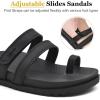 imageKuaiLu Womens Slides Sandals with Plantar Fasciitis Arch Support Fashion Comfort Adjustable Flat Sandals Ladies Lightweight Orthotic Slip on SandalsBlack