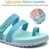 imageKuaiLu Womens Slides Sandals with Plantar Fasciitis Arch Support Fashion Comfort Adjustable Flat Sandals Ladies Lightweight Orthotic Slip on SandalsBlue