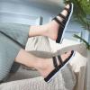 imageKuaiLu Womens Slides Sandals with Plantar Fasciitis Arch Support Fashion Comfort Adjustable Flat Sandals Ladies Lightweight Orthotic Slip on SandalsBlackWhite