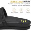 imageKuaiLu Womens Slides Sandals with Plantar Fasciitis Arch Support Fashion Comfort Adjustable Flat Sandals Ladies Lightweight Orthotic Slip on SandalsBlack