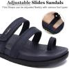 imageKuaiLu Womens Slides Sandals with Plantar Fasciitis Arch Support Fashion Comfort Adjustable Flat Sandals Ladies Lightweight Orthotic Slip on SandalsDarkblue