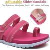 imageKuaiLu Womens Slides Sandals with Plantar Fasciitis Arch Support Fashion Comfort Adjustable Flat Sandals Ladies Lightweight Orthotic Slip on SandalsFuchsia