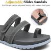 imageKuaiLu Womens Slides Sandals with Plantar Fasciitis Arch Support Fashion Comfort Adjustable Flat Sandals Ladies Lightweight Orthotic Slip on SandalsGrey