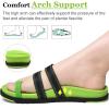 imageKuaiLu Womens Slides Sandals with Plantar Fasciitis Arch Support Fashion Comfort Adjustable Flat Sandals Ladies Lightweight Orthotic Slip on SandalsGreenBlack