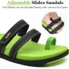 imageKuaiLu Womens Slides Sandals with Plantar Fasciitis Arch Support Fashion Comfort Adjustable Flat Sandals Ladies Lightweight Orthotic Slip on SandalsGreenBlack