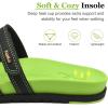 imageKuaiLu Womens Slides Sandals with Plantar Fasciitis Arch Support Fashion Comfort Adjustable Flat Sandals Ladies Lightweight Orthotic Slip on SandalsGreenBlack