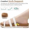 imageKuaiLu Womens Slides Sandals with Plantar Fasciitis Arch Support Fashion Comfort Adjustable Flat Sandals Ladies Lightweight Orthotic Slip on SandalsKhaki White
