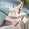 imageKuaiLu Womens Slides Sandals with Plantar Fasciitis Arch Support Fashion Comfort Adjustable Flat Sandals Ladies Lightweight Orthotic Slip on SandalsKhaki White