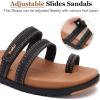 imageKuaiLu Womens Slides Sandals with Plantar Fasciitis Arch Support Fashion Comfort Adjustable Flat Sandals Ladies Lightweight Orthotic Slip on SandalsKhaki Black