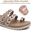 imageKuaiLu Womens Slides Sandals with Plantar Fasciitis Arch Support Fashion Comfort Adjustable Flat Sandals Ladies Lightweight Orthotic Slip on SandalsStylish Beige