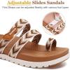 imageKuaiLu Womens Slides Sandals with Plantar Fasciitis Arch Support Fashion Comfort Adjustable Flat Sandals Ladies Lightweight Orthotic Slip on SandalsStylish White Khaki