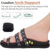 imageKuaiLu Womens Slides Sandals with Plantar Fasciitis Arch Support Fashion Comfort Adjustable Flat Sandals Ladies Lightweight Orthotic Slip on SandalsStylish Black