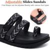 imageKuaiLu Womens Slides Sandals with Plantar Fasciitis Arch Support Fashion Comfort Adjustable Flat Sandals Ladies Lightweight Orthotic Slip on SandalsStylish Black