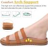 imageKuaiLu Womens Slides Sandals with Plantar Fasciitis Arch Support Fashion Comfort Adjustable Flat Sandals Ladies Lightweight Orthotic Slip on SandalsTan