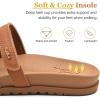 imageKuaiLu Womens Slides Sandals with Plantar Fasciitis Arch Support Fashion Comfort Adjustable Flat Sandals Ladies Lightweight Orthotic Slip on SandalsTan