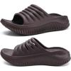 imageKuaiLu Womens Recovery Sandals With Comfortable Plantar Fasciitis SupportLadies Orthotic Open Toe Sport Slides Thick Cushion Reduces Stress on FeetJoints ampamp Back PostExerciseBrown