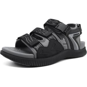 imageKuaiLu Mens Hiking Sandals with Arch Support Orthopedic Walking Recovery Sandals for Plantar Fasciitis Open Toe Summer Athletic Sport Comfortable Cushion Breathable Outdoor Water Sandals Size713Grey Black