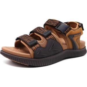 imageKuaiLu Mens Hiking Sandals with Arch Support Orthopedic Walking Recovery Sandals for Plantar Fasciitis Open Toe Summer Athletic Sport Comfortable Cushion Breathable Outdoor Water Sandals Size713Khaki