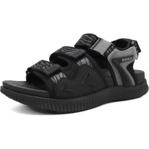 imageKuaiLu Mens Hiking Sandals with Arch Support Orthopedic Walking Recovery Sandals for Plantar Fasciitis Open Toe Summer Athletic Sport Comfortable Cushion Breathable Outdoor Water Sandals Size713Black