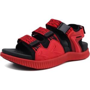 imageKuaiLu Mens Hiking Sandals with Arch Support Orthopedic Walking Recovery Sandals for Plantar Fasciitis Open Toe Summer Athletic Sport Comfortable Cushion Breathable Outdoor Water Sandals Size713Red Black