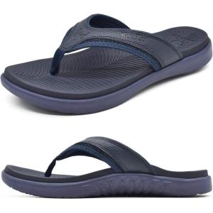 imageKuaiLu Mens Sport Flip Flops Comfort Orthotic Thong Sandals with Plantar Fasciitis Arch Support Outdoor Summer Beach Size 715Dark Blue