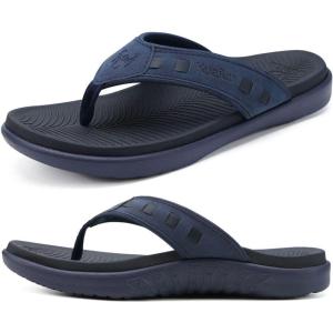 imageKuaiLu Mens Sport Flip Flops Comfort Orthotic Thong Sandals with Plantar Fasciitis Arch Support Outdoor Summer Beach Size 715Fashion Bule