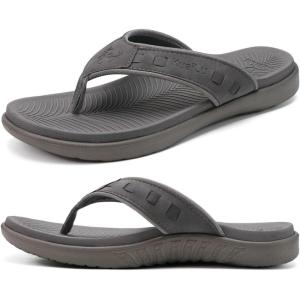 imageKuaiLu Mens Sport Flip Flops Comfort Orthotic Thong Sandals with Plantar Fasciitis Arch Support Outdoor Summer Beach Size 715Fashion Grey