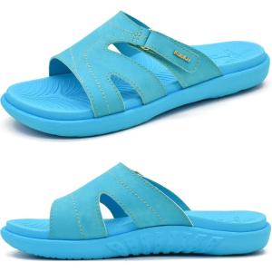 imageKuaiLu Womens Fashion Orthotic Slides Ladies Lightweight Athletic Yoga Mat Sandals Slip On Thick Cushion Slippers Sandals With Comfortable Plantar Fasciitis Arch SupportBlue