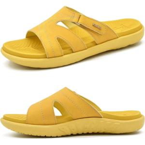 imageKuaiLu Womens Fashion Orthotic Slides Ladies Lightweight Athletic Yoga Mat Sandals Slip On Thick Cushion Slippers Sandals With Comfortable Plantar Fasciitis Arch SupportYellow