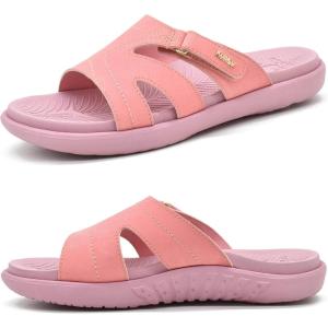 imageKuaiLu Womens Fashion Orthotic Slides Ladies Lightweight Athletic Yoga Mat Sandals Slip On Thick Cushion Slippers Sandals With Comfortable Plantar Fasciitis Arch SupportPink