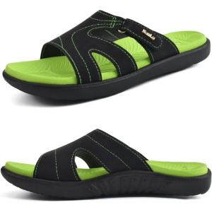 imageKuaiLu Womens Fashion Orthotic Slides Ladies Lightweight Athletic Yoga Mat Sandals Slip On Thick Cushion Slippers Sandals With Comfortable Plantar Fasciitis Arch SupportGreen