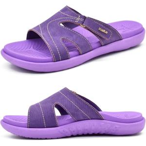 imageKuaiLu Womens Fashion Orthotic Slides Ladies Lightweight Athletic Yoga Mat Sandals Slip On Thick Cushion Slippers Sandals With Comfortable Plantar Fasciitis Arch SupportPurple