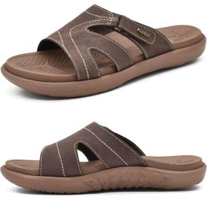 imageKuaiLu Womens Fashion Orthotic Slides Ladies Lightweight Athletic Yoga Mat Sandals Slip On Thick Cushion Slippers Sandals With Comfortable Plantar Fasciitis Arch SupportBrown