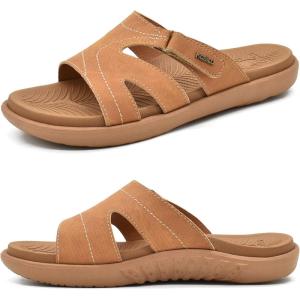 imageKuaiLu Womens Fashion Orthotic Slides Ladies Lightweight Athletic Yoga Mat Sandals Slip On Thick Cushion Slippers Sandals With Comfortable Plantar Fasciitis Arch SupportKha