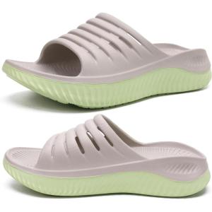 imageKuaiLu Womens Recovery Sandals With Comfortable Plantar Fasciitis SupportLadies Orthotic Open Toe Sport Slides Thick Cushion Reduces Stress on FeetJoints ampamp Back PostExerciseApricot Green