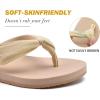imageKuaiLu Flip Flops for Women with Arch Support Yoga Mat Comfortable Summer Beach Walking Thong Cushion Sandals Slip On Indoor OutdoorNude