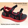 imageKuaiLu Mens Hiking Sandals With Arch Support Sport Recovery Athletic Walking Sandals For Man Outdoor Summer Casual Thick Cushion Beach Water Fisherman Sandal Size 714Red Black