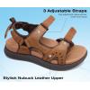 imageKuaiLu Mens Hiking Sandals With Arch Support Sport Recovery Athletic Walking Sandals For Man Outdoor Summer Casual Thick Cushion Beach Water Fisherman Sandal Size 714Khaki Brown