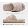 imageKuaiLu Mens Slippers Fashion Quilted Cottonblend Fabric Sandal Slippers Cozy Memory Foam Indoor Outdoor House Slippers Shoes For Man with Lightweight Soft Cushion Footbed Hard Rubber SoleBeige