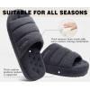 imageKuaiLu Mens Slippers Fashion Quilted Cottonblend Fabric Sandal Slippers Cozy Memory Foam Indoor Outdoor House Slippers Shoes For Man with Lightweight Soft Cushion Footbed Hard Rubber SoleGrey
