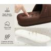 imageKuaiLu Mens Slippers Fashion Quilted Cottonblend Fabric Sandal Slippers Cozy Memory Foam Indoor Outdoor House Slippers Shoes For Man with Lightweight Soft Cushion Footbed Hard Rubber SoleDark Brown