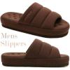 imageKuaiLu Mens Slippers Fashion Quilted Cottonblend Fabric Sandal Slippers Cozy Memory Foam Indoor Outdoor House Slippers Shoes For Man with Lightweight Soft Cushion Footbed Hard Rubber SoleDark Brown