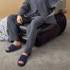 imageKuaiLu Mens Slippers Fashion Quilted Cottonblend Fabric Sandal Slippers Cozy Memory Foam Indoor Outdoor House Slippers Shoes For Man with Lightweight Soft Cushion Footbed Hard Rubber SoleDark Blue