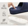 imageKuaiLu Mens Slippers Fashion Quilted Cottonblend Fabric Sandal Slippers Cozy Memory Foam Indoor Outdoor House Slippers Shoes For Man with Lightweight Soft Cushion Footbed Hard Rubber SoleDark Blue