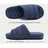 imageKuaiLu Mens Slippers Fashion Quilted Cottonblend Fabric Sandal Slippers Cozy Memory Foam Indoor Outdoor House Slippers Shoes For Man with Lightweight Soft Cushion Footbed Hard Rubber SoleDark Blue